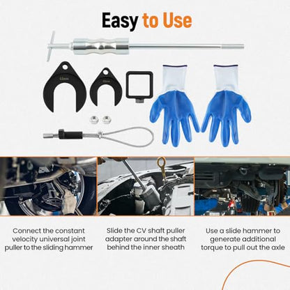 maXpeedingrods Inner CV Axle Puller Removal Tool, CV Axle Puller Tool with 4lbs Slide Hammer and Adapter Front Wheel Axle Half Drive Shaft Removal Tool Kit - style: 6 Pcs