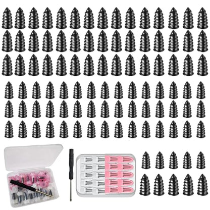 100Pcs Tire Repair Rubber Nails Kit with 2 Sizes,Screw in Tire Repair Kit Screw Plugs for Tires, Vacuum Tire Repair Plugs with Storage Box and Screwdriver, for Truck Car Motorcycle(50S+50L)