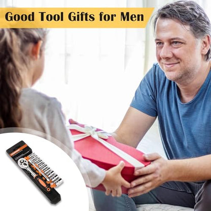 Egofine 12pcs 1/4 Inch Mini Ratchet Socket Wrench Set, Drive Socket Set with 10 Sockets (4-13mm) and 2 Way Quick Released Ratchet Handle and Extension Bar, Orange - size: 1/4, style: 12PC Orange Standard Socket Set