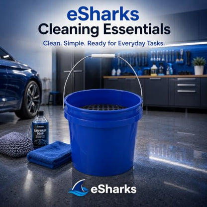 4 Gallon Car Wash Bucket with Grit Screen and Carry Handle, Durable Plastic Cleaning Pail for Auto Detailing, Home, Garage and Utility Use