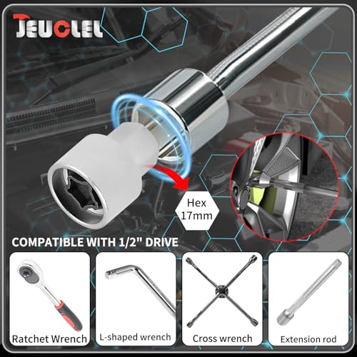 L Wheel Locking Nut Key Compatible with Audi Series, (Socket OD 27mm - ID 25mm), Wheel Lock Nut Socket Adapter, Wheel Anti-Theft Lug Nut Removal Tool, Anti-Theft Screw Remover - size: Socket L