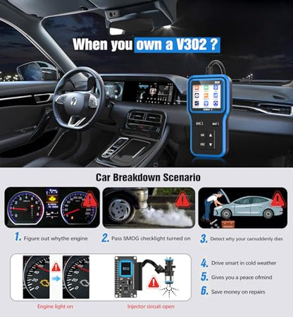 OBD2 Scanner & Battery Tester, Car Diagnostic Tool for Check Engine Light | Read and Clear Error Codes, Check Emission Readiness and Test Battery Status on OBD2 Vehicles Manufactured Since 1996（blue） - color: blue