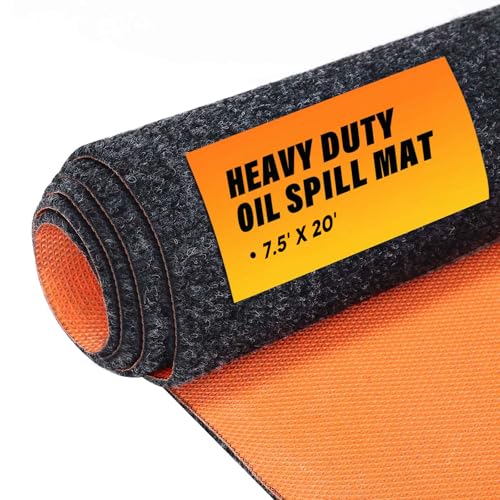7’7” X 19‘8“ Heavy Duty Oil Spill Mat, Garage Floor Mat for Under Car, 1/4inch Thicked Waterproof Rubber Backing Mat Protect Floor, Reusable Oil Drip Leak Absorbent Pads (Black) - size: 7'7" x 19'8" (Rectangular)