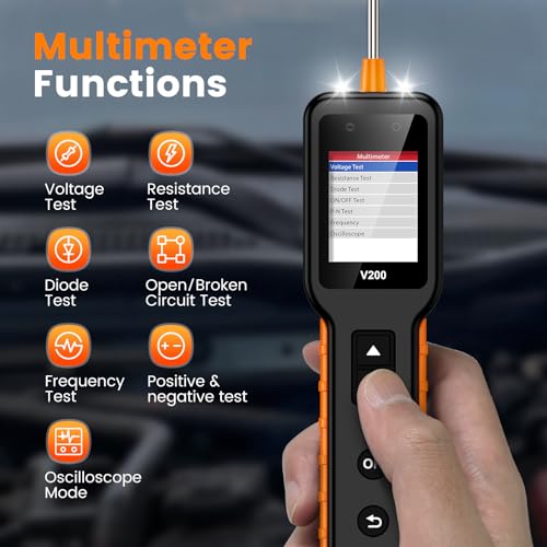 V200 Upgrade Automotive Circuit Tester, 12-24V Electrical Short Open Breaker Circuit Finder, Auto Power Circuit Probe Tester, Car Fuse Tester, 16.4Ft(5M) Cable - color: V200-Black