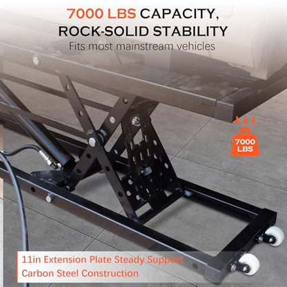 Portable Car Lift 7,000 LBS Capacity – 26.8" Max Lifting Height Heavy‑Duty Quick Jack with Mechanical Safety Locks, Adjustable Columns, Wheels & 120V Power Unit for Cars, SUVs, Trucks