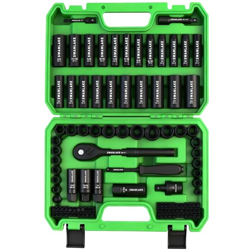 105-Piece 3/8" Drive Impact Socket Set, SAE (5/16 to 3/4 inch) and Metric (8-22mm) 6 Point CR-V Steel Socket Wrench Set, Extension Bars, Universal Joint, Ratchet Handle, Screwdriver Bit Mechanic Tool - style: 3/8'' 105PCS