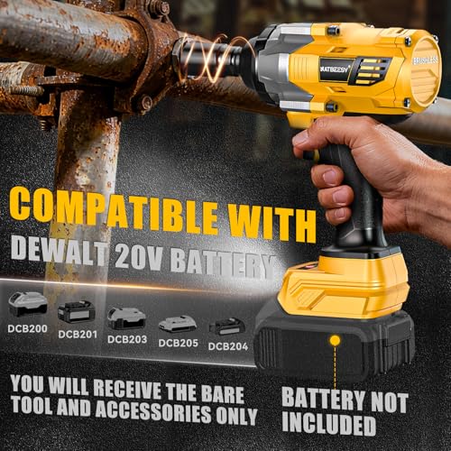 NATBEESY Impact Wrench Compatible with DeWalt 20V Battery: 1/2 Inch Hog Ring Impact Driver High Torque - 1360N.m/1000Ft-lbs Cordless Impact Gun - Brushless Motor with 6 Sockets & Carry Case - style: 1360N.M with Sockets