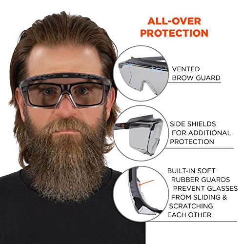 Ergodyne Skullerz OSMIN OTG Safety Glasses, Anti Fog, Over the Glasses Anti Scratch Protective Eyewear - color: In/Outdoor Lens