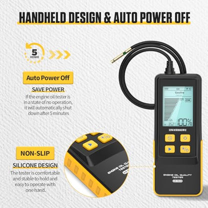 Engine Oil Quality Tester for Gasoline & Diesel | Digital Oil Diagnostic Tool Handheld Analyzer with 31.5in Probe, 2.8in Display - color: BLACK, size: Engine Oil Tester