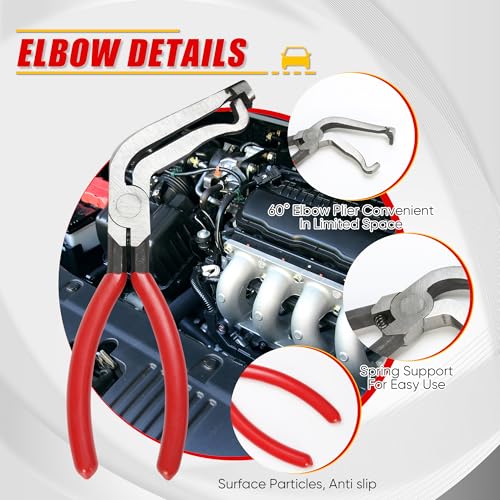 Automotive Electrical Disconnecting Pliers & Carbon Steel Hose Removal Tool | Oiforce Removal Pliers for Fuel and Vacuum Line Hose Removal with Non-slip Handles and Carbon Steel Heads,3 Packs