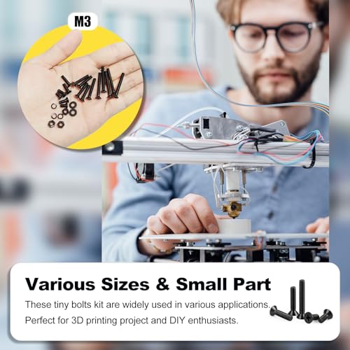 KADRICK 840Pcs M3 Countersunk Screws,M3 Flat Head Screws,Phillips Bolts Nuts Washers Assortment Kit,Zinc Plated,Lenth of 6MM-25MM - size: M3 840Pcs 6-25mm