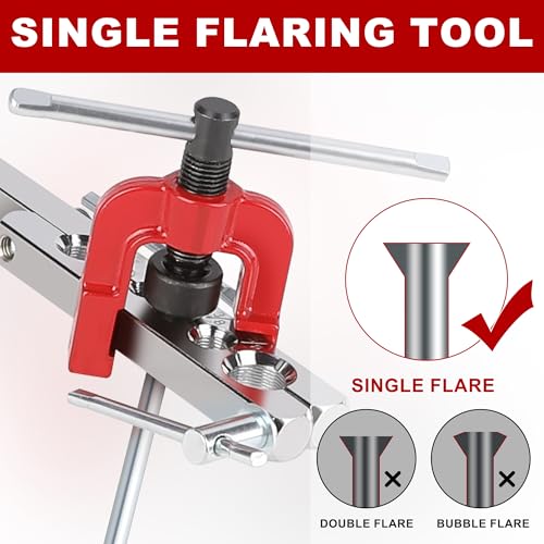 Hromee 3/16 Inch Brake Line Flaring Tool Kit with Zinc-Plated Brake Lines, 16pcs Fittings, 2pcs Union, 4pcs Nut and Single Flare Tool