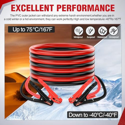 Nilight Jumper Cables for Car Battery 6 Gauge 16 FT Booster Cable Heavy Duty 450 A CCA with Carrying Bag Jump Start Emergency Kit Pickup Vans SUV Sedan Motorcycle - size: 6 Guage 16 FT