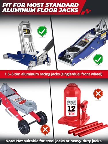 1.5-3 Ton Aluminum Floor Jack Holder Wall Mount, Low Profile Racing Jacks Holder, Trailer Aluminum Jack Mount with Handle Loops, Fits Single or Dual Front Wheel Jacks