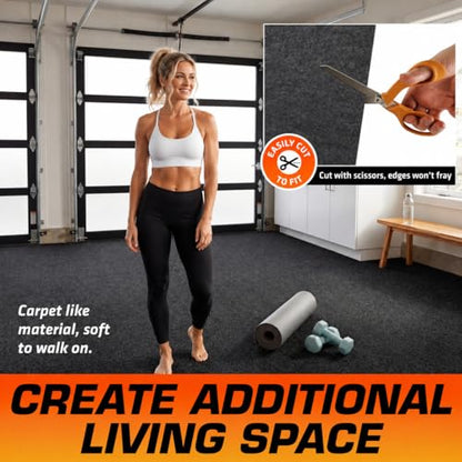 Armor All Premium Original Small Vehicle Garage Floor Mat, (8'4” x 7'4"), Protects Surfaces, Transforms Garage, Absorbent/Waterproof/Durable (Includes Double Sided Tape) (USA Made) (Charcoal) - size: 7'4" x 8'4" (Rectangular)