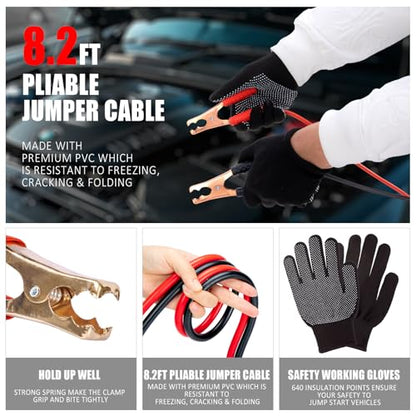 Car Emergency Roadside Assistance Kit with Jumper Cables Tire Inflator Automotive Kit for Car Vehicle