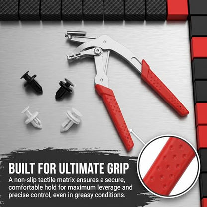 Car Clip Pliers, 17-4 PH Stainless Steel Panel Clip Removal Tool, Heavy-Duty Plastic Fastener Remover with Effort-Saving Spring Design, Damage-Free Pliers for Automotive Bumper Fender & Chassis