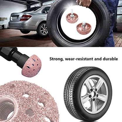 2Pcs 42mm & 55mm Tire Buffing Wheel Grinder & Patch Tool with Linking Rod | Thread Adapter Tire Repair Grinding Head Tire Patch Roller for Low & High Speed Tire Buffer - color: 42mm 55mm