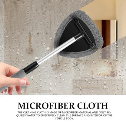 Windshield Cleaning Tool, Windshield Cleaner Tool, Car Cleaning Kit with Extendable Handle,Microfiber Cloth,Spray Bottle, Inside Auto Window Cleaner Supplies Fit for Car, Office and Home