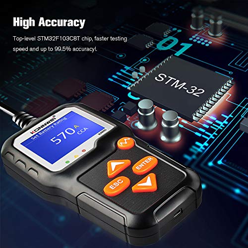 KONNWEI KW650 6V 12V Car Battery Tester, 100-2000 CCA Battery Load Tester Automotive Battery and Alternator Tester for Vehicles/Marine/Motorcycle/Lawn Mover - color: KW650