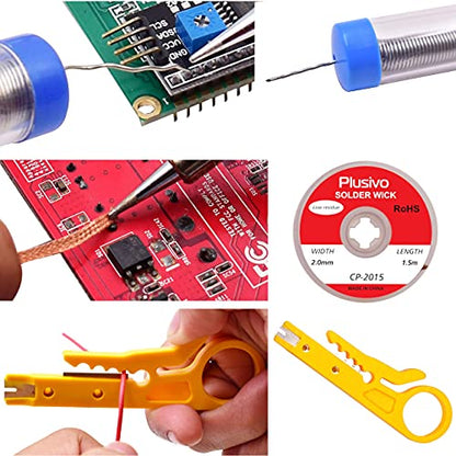 Soldering Iron Kit, 60W Soldering Iron, 5 Soldering Iron Tips, 21-in-1 Adjustable Temperature, Solder Wire, Stand, Desoldering Pump, Soldering Welding Iron Kit for Electronics Hobby DIY 110V US Plug - color: Black and Red