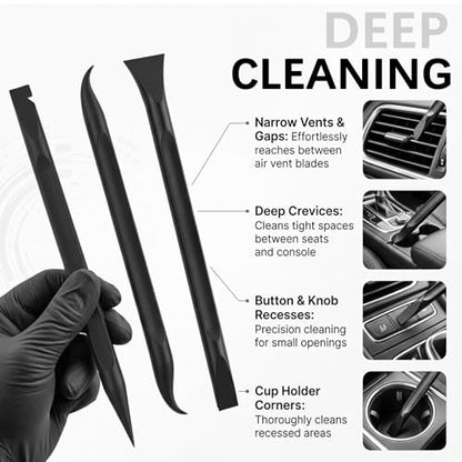 6PCS Car Detailing Pick Set,Car Detailing Tools with 6 Cleaning Heads for Vents,Seams,Cup Holders,Buttons & Interior Gaps,Universal Cars Cleaning Kit for Most Cars SUVs
