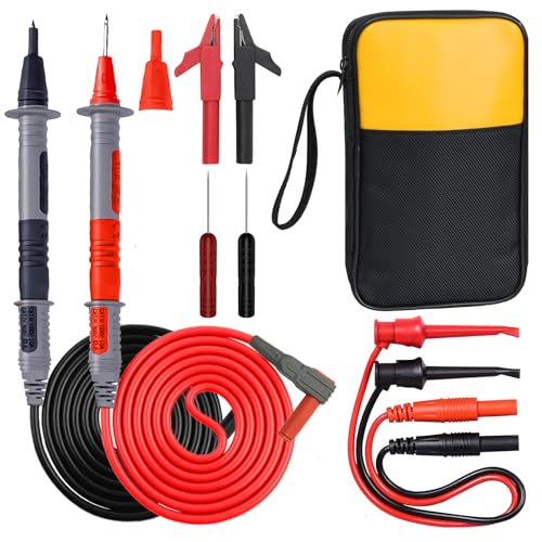 Makeronics 11-in-1 Multimeter Test Lead Kit with Alligator Clip Soft Case | for Electronic Specialties Automotive Multimeter Voltmeter Clamp Meter 2 PCS Non-Destructive Back Probes