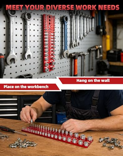 66 Thread Checker, VEXTHYX 22 standard/sae & 18 metric nut and bolt thread measuring tool with 26 drill bit gauges, wall-mountable bolt size identifier finder with Inch & CM ruler for Mechanics Repair - size: 66 Thread Checker
