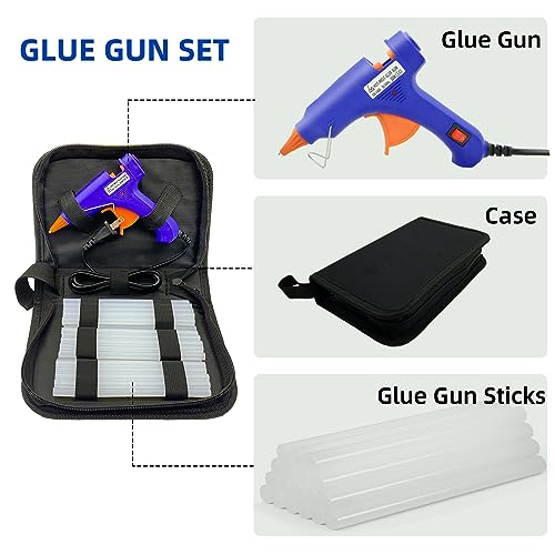 Hot Glue Gun Kit, Mini Hot Melt Glue Gun for Crafts with 30 Glue Sticks and Carry Case for Craft, School DIY Arts, and Home Repair - color: Blue