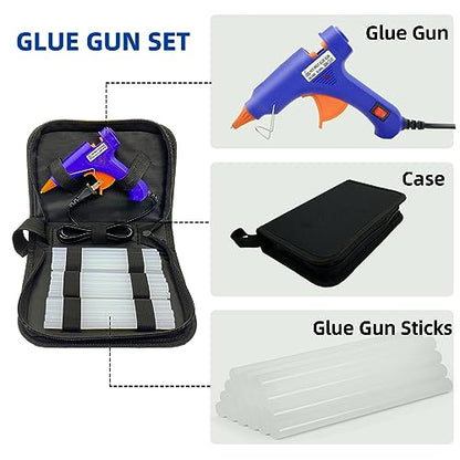 Hot Glue Gun Kit, Mini Hot Melt Glue Gun for Crafts with 30 Glue Sticks and Carry Case for Craft, School DIY Arts, and Home Repair - color: Blue