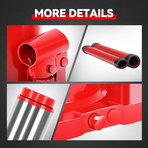 Auto Dynasty 20 Ton Hydraulic Bottle Jack, Automotive Welded Bottle Jack for Car, Pickup Truck, RV, Auto Repair, 10" to 18" Lifting Range (Red) - color: Red, size: 20 Ton