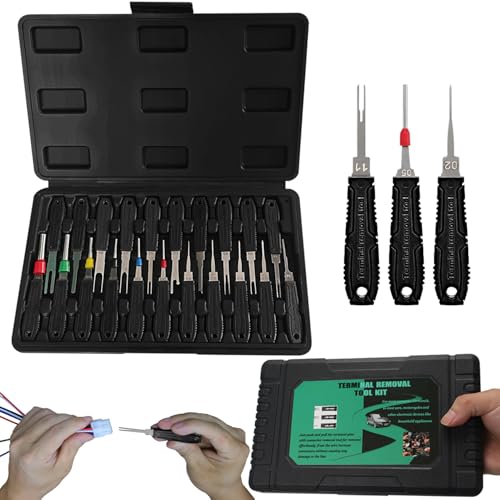 Terminal Removal Tool Kit - 21pcs Electrical Pin Removal Tools | Automotive Depinning Tool Kit with Blow-Molded Case for Most Connector, Black - color: Black, size: 21Pcs