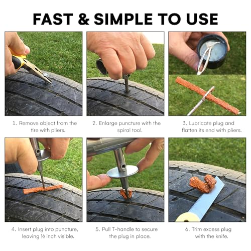 Boulder Tools Tire Repair Kit - Professional Heavy Duty Tire Plug Kit, Tubeless Tire Repair Kit for Flat Tire & Puncture Repair on Cars, Trucks, SUVs, ATVs, UTVs, RVs & Motorcycles - style: Tire Repair Kit