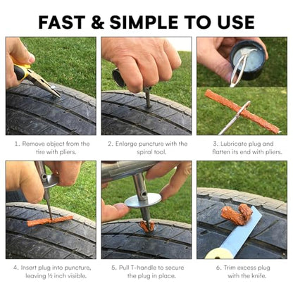 Boulder Tools Tire Repair Kit - Professional Heavy Duty Tire Plug Kit, Tubeless Tire Repair Kit for Flat Tire & Puncture Repair on Cars, Trucks, SUVs, ATVs, UTVs, RVs & Motorcycles - style: Tire Repair Kit