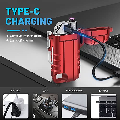 Lafagiet USB C Rechargeable Lighter, 360° Flexible Neck, Wind & Water Proof, Electric Arc Lighters for Candle, Camping - color: F37-rd
