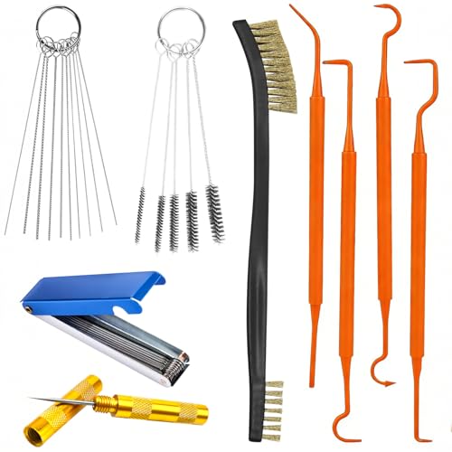 9Pcs Carburetor Cleaning Tool, Professional Carb Jet Cleaning Kit & Welding Tip Cleaner with Stainless Steel Needles, Hooks & Brushes for ATV Motorcycle Chainsaw & Welder - color: D-Style-9PCS