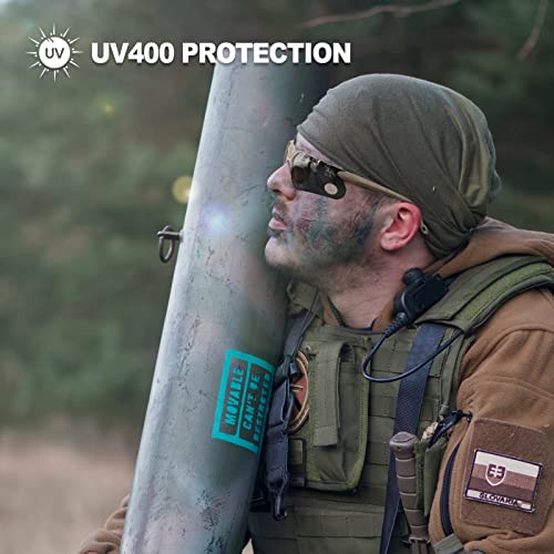 xaegistac Shooting Glasses with Case-Safety Glasses Anti Fog | Z87.1 Certificated Impact Resistance Safety Glasses for Hunting Shooting Sports - color: Black Lens-khaki Frame