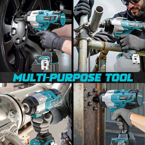 DIYtoolifz Cordless Impact Wrench 1/2" Compatible with Makita 18V Battery, 1700 Ft-lbs High Torque Impact Driver, Electric Impact Gun with 4 Speed Modes & LED Light for Car, Truck, Mower(Bare Tool) - size: 1/2 inch, style: Compatible with Makita 18V Batte