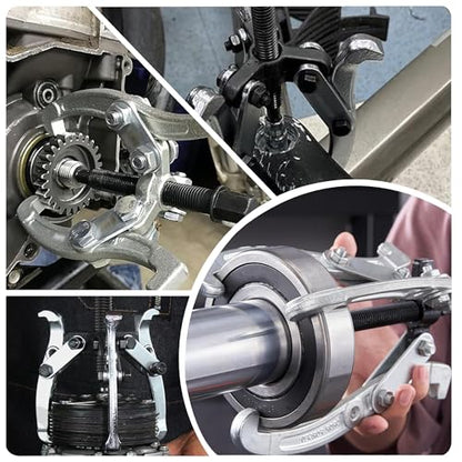Motor Tech Gear Puller Set, 3" 4" 6" 8'' 3 Jaw Puller Kit for Pulley Gear Bearing Flywheel Removal, Heavy Duty Pulley Puller with Reversible Jaws Bearing Puller Tool Kit (3'' 4'' 6'') - style: 3'' 4'' 6''