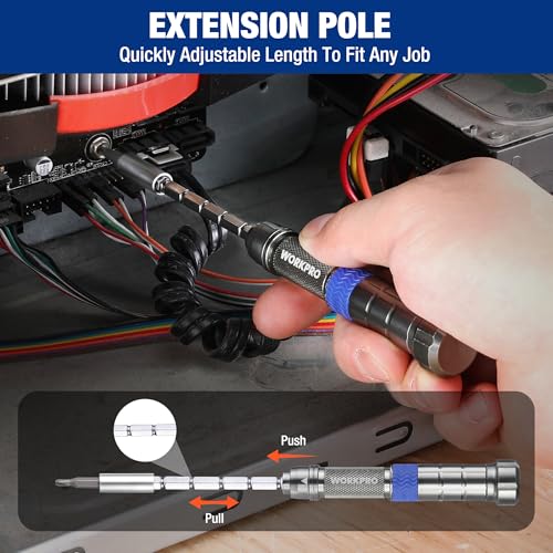 WORKPRO 24 in 1 Small Screwdriver Set with Extendable Pole