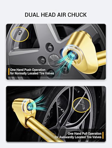 Dual Head Air Chuck Kit, 1/4" Female NPT Tire Chuck, 360° Swivel, 5 Pack | 5 Pack Set, 360° Swivel Air Chuck, 1/4" Female NPT, Brass Quick Plug, Fits Tire Inflators & Air Compressors - size: Upgrade