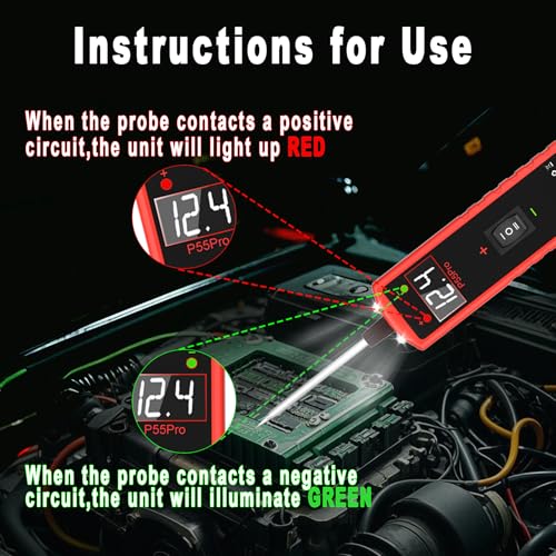 Power Circuit Probe Tester 6V-30V DC Test Light Car Fuse Tester Tool Short Circuit Located Auto Electrical Tester Kit Component Polarity Identify with Overload Protection,P55 Pro Test Probe.