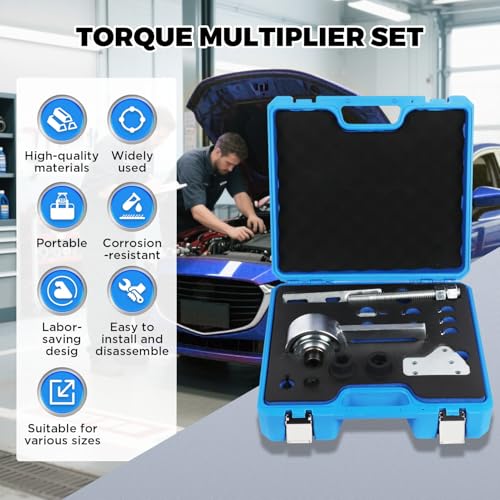 Engine Crankshaft Belt Pulley Removal Tool Compatible for Ford 1.0 & 2.0 Ecoboost/Duratec Torque Multiplier Tool with 21mm and 24mm Socket Crankshaft Pulley Tool 1:5 Labor Saving,1/2" Drive 1500Nm