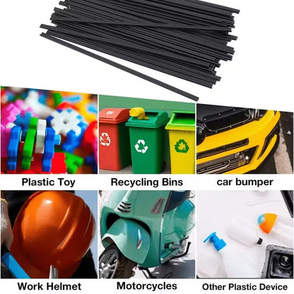 Plastic Welding Set, Including 20 Black Plastic Welding Rods and 2 Smoothing Heads, Professional Materals for Car and Motorcycle Body, Bumpers, Kayaks, and Pipe Repair, Weldings Gun Accessories