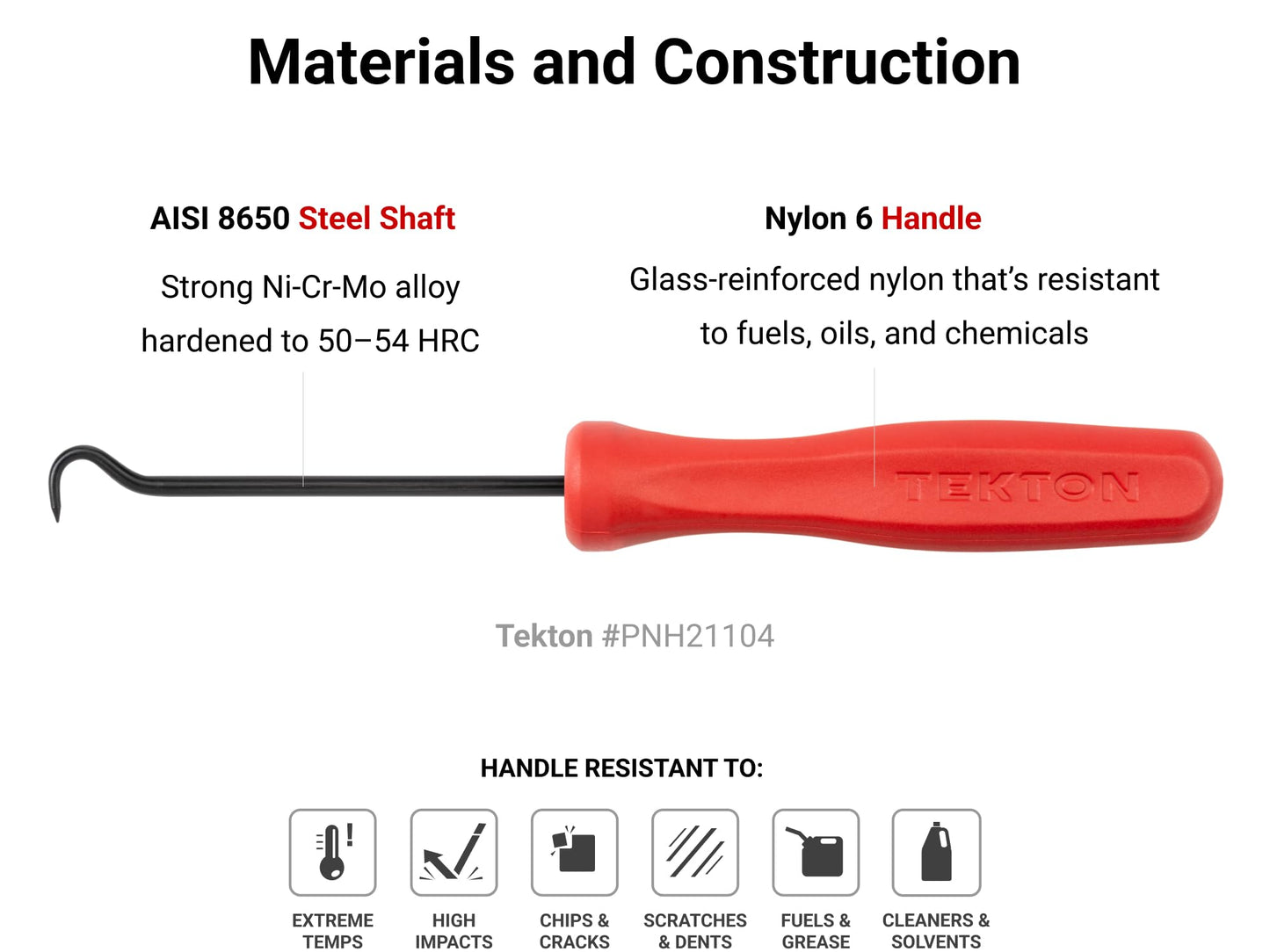 TEKTON 90-Degree Pointed Pick (1/8 x 3 in. shank) | PNH21103 | Made in USA - style: 90-Degree Pick