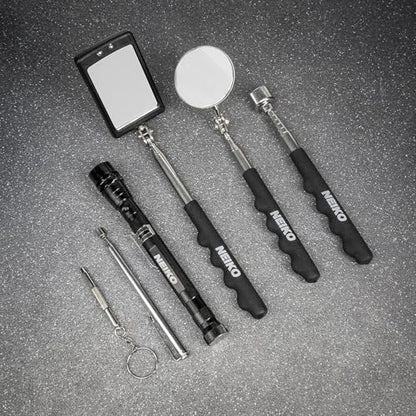 NEIKO 20736A (6) Piece Set, Magnetic Tool & Telescoping Mirror Set, Adjustable Telescoping Magnetic Pickup Tool, Flashlight 15lb Retriever Tool, 360 Swivel, Magnet Mirror, Magnetic Tools for Mechanic - size: 6 Piece Set, style: Pick Up Tool