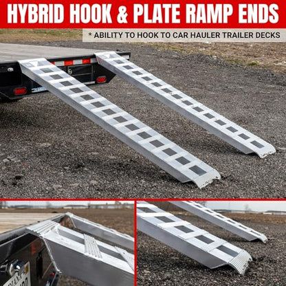 GEN-Y Hitch Extreme Duty Aluminum Loading Ramps - Set of 2, 10 Feet Long x 15 Inches Wide, 14000 LBS Capacity, Hybrid Hook and Plate Ends, Serrated Cross Rungs for Maximum Traction - size: 10 ft