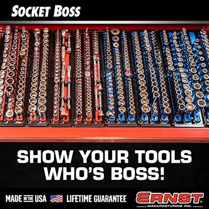 ERNST Socket Boss Combo 3-Pack Tool Organizer with Twist-Lock Technology, Red, Model 8510A – Secure Storage for Socket Wrench Sets - Made in USA - color: Red