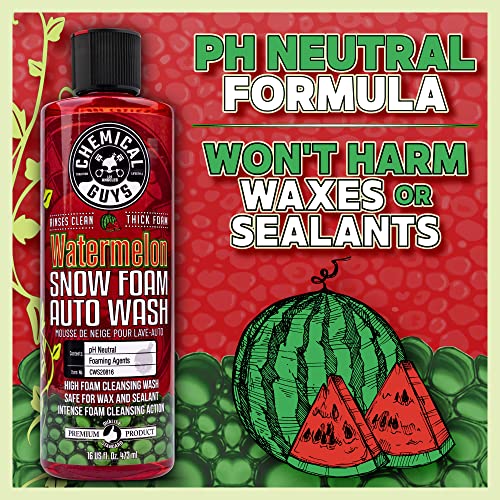Chemical Guys Car Wash Soap for Foam Cannon or Bucket, Watermelon Snow Foam Car Wash Soap for Trucks, Motorcycles, RVs & More, Super Suds, Watermelon Scent - 128 oz (1 Gallon) | High-foaming pH-balanced suds for cannons, guns or buckets, gentle on wax and