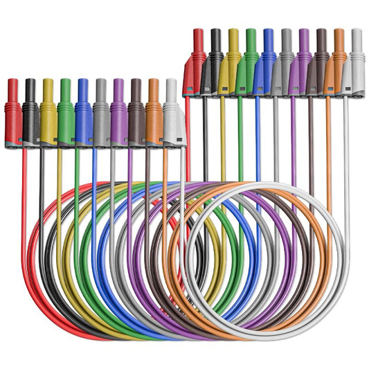 Goupchn 10PCS 4mm Safety Shrouded Banana Plug Silicone Test Leads 10 Colors | Fully Insulated, Stackable, Soft Wire Extension Cable for Multimeter Electrical Testing - color: Ten Colors, size: Test Leads